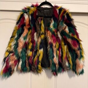 Chicwish Multicolor Faux Fur Teddy Jacket